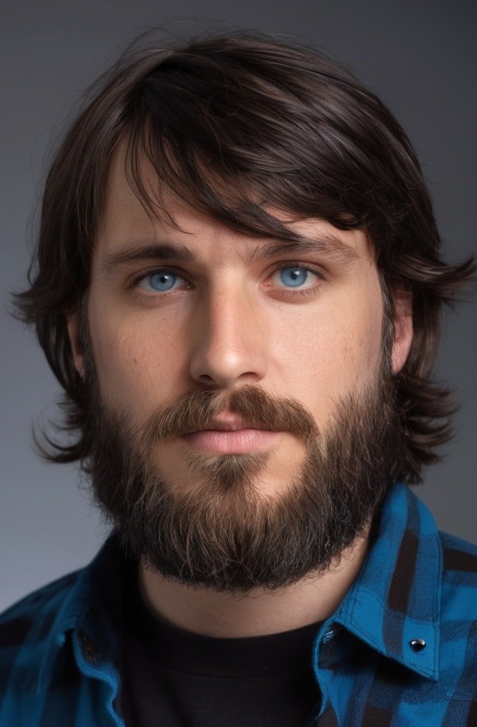 Curtain Bangs with Beard