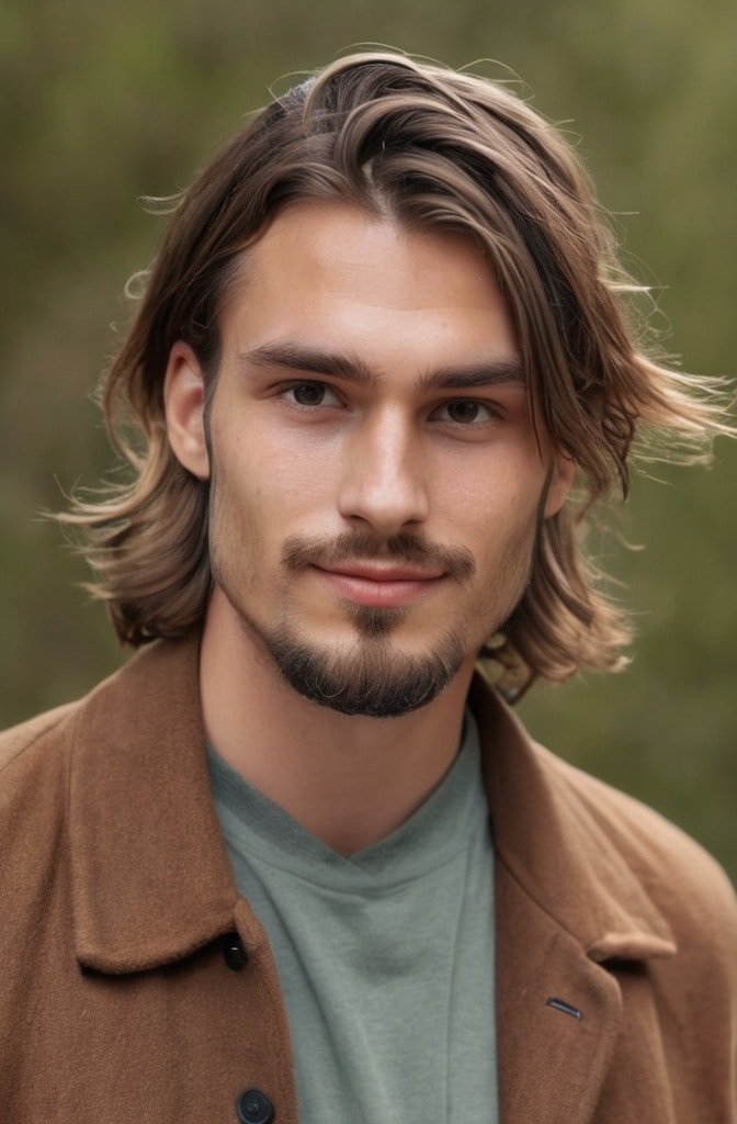 Curtain Bangs with Man Bun