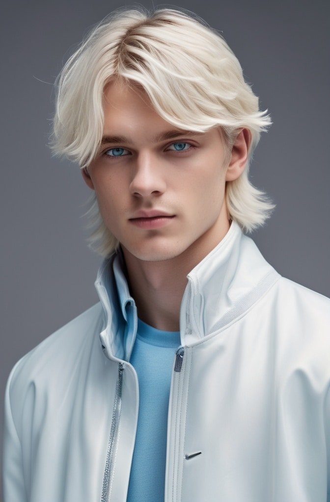 Platinum Blonde Curtain Bangs