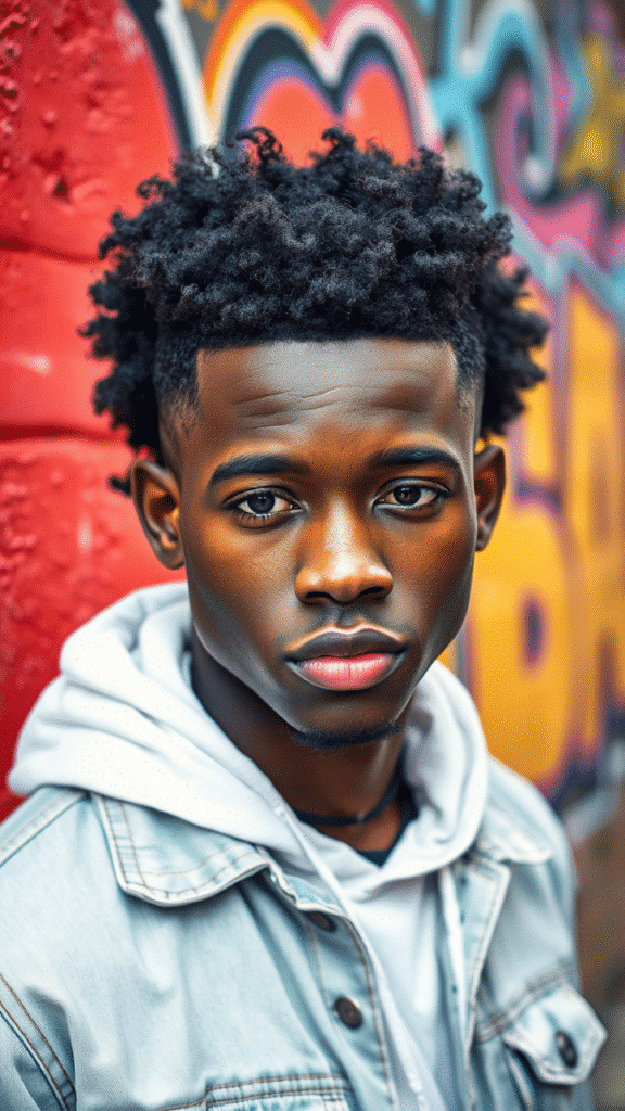 Short Afro with Defined Edges